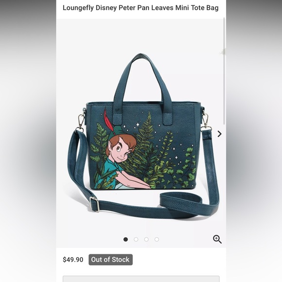 NWT Loungefly Disney Peter Pan Green Mini Tote/Crossbody Bag - Picture 6 of 6